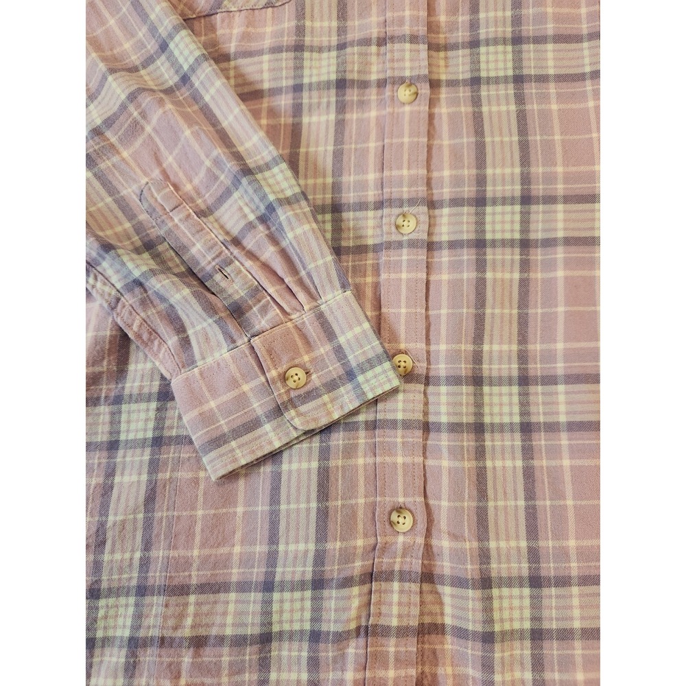 LL Bean Women XL Purple Lavender Plaid Flannel Button Down Shirt Casual Outdoor - Picture 6 of 13